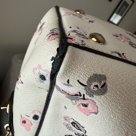 Coach Black and White Floral Satchel - Picture 7 of 14